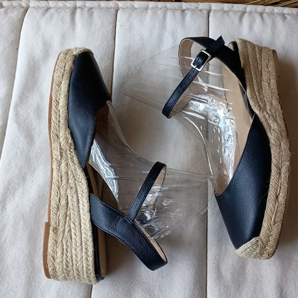 Trenery Black Espadrille Wedge Sandals_